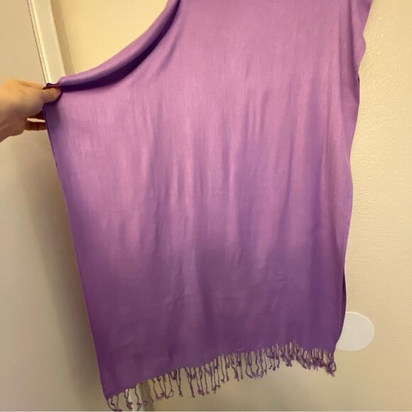 Pashmina 100% lavender lilac purple color Fringe Scarf Wrap Shawl 27x76 - Picture 6 of 8